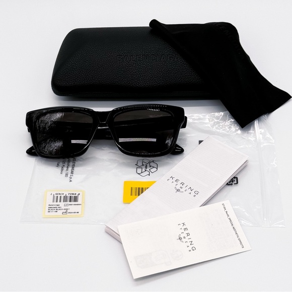NEW BALENCIAGA BB0346S 001 SQUARE BLACK GREY UNISEX SUNGLASSES BALENCIAGA - Picture 9 of 9
